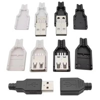 Adaptor Konektor Solder Soket USB 4 Pin Tipe A Male Female Dengan Penutup Plastik Hitam Putih Tipe-A DIY Kits