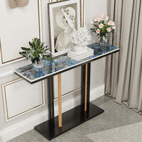Table console d'entrée extra longue vert émeraude Table de canapé d'accueil en marbre brillant