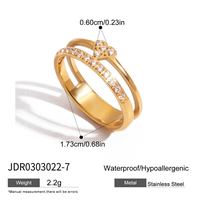 Mirawell Hochwertiger Europäischer Weißer Zirkon Eingelegter Doppelschichtiger Hohldesign-Ring aus 18K Gold Edelstahl für Damen