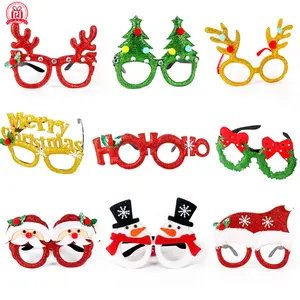 بيع بالجملة جديد نظارات عيد الميلاد الزخرفية للبالغين والأطفال هدايا عيد الميلاد لوازم العطلات عيد الميلاد حفلة عيد الميلاد إطار زجاجي