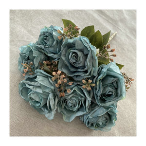 Fleur artificielle Suzume Ii à 7 têtes, rose à bords brûlés, 30cm-100cm, décoration de mariage et de maison - Product Image 5