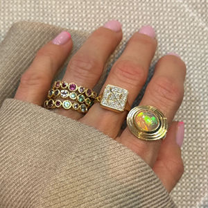 Уникальный Модный комплект ювелирных изделий Milskye, 925 серебряных 18-каратных золотых ободков, смешанных турмалиновых колец вечности - Product Image 2