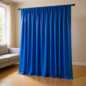 Tenda in PVC Blu Solido Impermeabile con Tasca per Asta, Copertura per Finestra per Soggiorno, Stile Moderno, Ombreggiatura Totale - Product Image 2