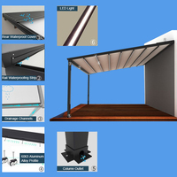 Pergola à toit rétractable automatique avec écran latéral à enrouleur, auvent pliable imperméable pour restaurant, cadre thermolaqué