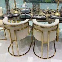 Chaise de cuisine rembourrée en forme de U nid d'abeille, tabourets de bar en velours, tabourets de bar en métal doré de luxe pour la maison, l'hôtel, le mariage