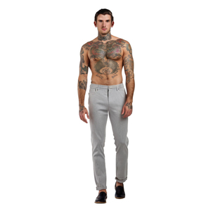 Pantaloni leggeri classici grigi all'ingrosso con Logo personalizzato pantaloni Chino Casual Slim-Fit da uomo - Product Image 3