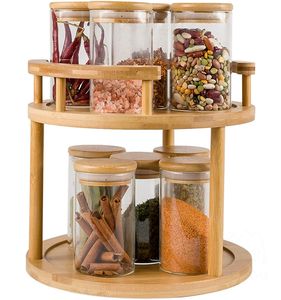 Porte-épices en bambou, organisateur d'épices rotatif à 360 degrés - Product Image 1