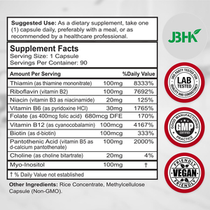 <span class=keywords><strong>Super</strong></span> B <span class=keywords><strong>Complex</strong></span> Vitamins Todas las vitaminas B, incluido el ácido fólico, apoyan el metabolismo energético saludable 90 cápsulas vegetarianas - Product Image 5