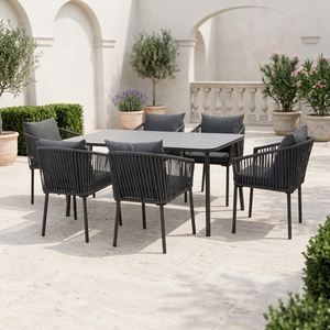 Ensemble de mobilier de jardin en métal ODM pour loisirs, table et chaises de salle à manger modernes pour patio, restaurant, villa et hôtel - Product Image 1