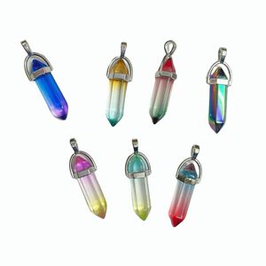 Collar de Cristal de Roca con Piedras Preciosas de Arcoíris, Colgante Hexagonal de Jade, Amuletos Unisex - Product Image 3