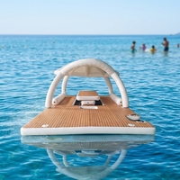 Plataforma Flotante Inflable para Tomar el Sol, Isla Flotante, Plataforma de Ocio para Fiestas, Muelle Flotante Inflable para Fiestas con Carpas