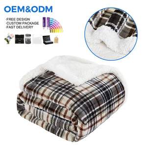 Logo personnalisé Vente en gros <span class=keywords><strong>Couverture</strong></span> réversible en peluche brodée en polyester pour adultes Autre Sherpa <span class=keywords><strong>Couverture</strong></span> jetable en flanelle polaire - Product Image 1