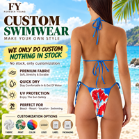 Op maat gemaakte dames bikini's met bloemenprint, haltermodel, driehoekige top, private label zwemkleding fabrikant, geen voorraad, op maat gemaakt merk strandbikiniset