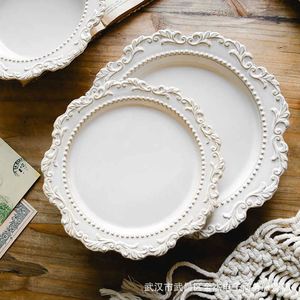 Juego de Platos de Cerámica Retro de Lujo, Estilo Barroco Francés, Apto para Microondas, con Acabado Bajo Esmalte - Product Image 2