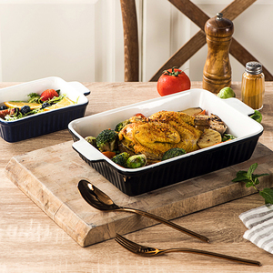 أواني خزفية مستطيلة على الطراز الإسكندنافي ، أواني خَبز ، أواني مزدوجة الأذن ، آمنة على شكل فطيرة تركيا بالميكروويف - Product Image 3