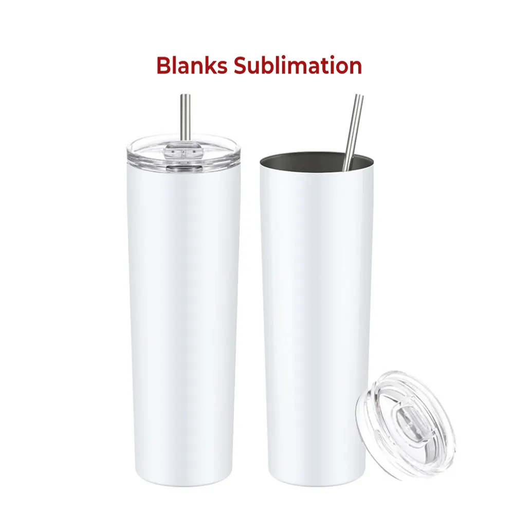 Cheap Sell 20oz Double Walled Stainless Steel Straight White Blank Sublimation Insulated Skinny Tumbler Cups In Bulk