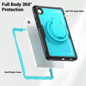 Pour <span class=keywords><strong>Samsung</strong></span> Galaxy Tab A9 étui en TPU avec poignée rotative 360 bandoulière détachable Position précise du trou - Product Image 3