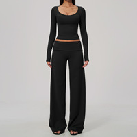 Ensemble de fitness - Vêtements de sport décontractés à col en V, coupe ajustée, respirants, séchage rapide, taille haute, pour activités de plein air et course à pied -5