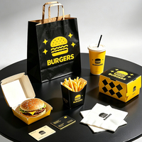 Caja de Papel para Empacar Comida para Llevar con Logotipo Personalizado, Apta para Alimentos, para Restaurante, para Hot Dogs, Pollo Frito, Hamburguesas