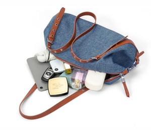 High Quality Women Denim <b>Fabric</b> Leather Handbags Shoulder <b>Bags</b> Casual Female Crossbody <b>Bags</b> for Women Fashion Ladies Tote <b>Bag</b> - Product Image 2