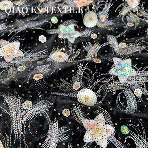 Tissu en maille brodé à paillettes tridimensionnelles robuste pour hauts de mariage robes Cheongsam tenues pour garçons tissus en tissu - Product Image 2