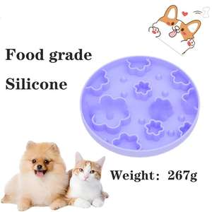 Platos de Alimentación Lenta para Mascotas, Ecológicos, de Silicona de Grado Alimenticio, Forma Redonda, Diseño Elegante, Patrón Sólido, Impermeables, y Tapete Antideslizante - Product Image 6