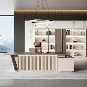 Hersteller Modernes Design Luxus Büro tisch Hochglanz L-Form Ceo Executive Schreibtisch High End Holz Chairman Möbel