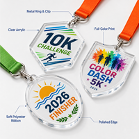 Médaille en acrylique personnalisée, impression UV couleur, récompense sportive scolaire |   Trophée de basketball, de football et de natation, faible MOQ, OEM