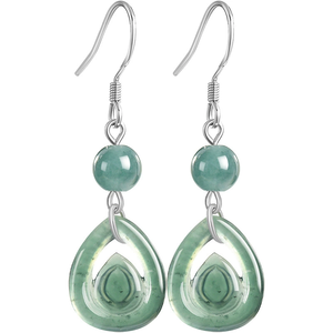 Natural genuine A-grade jade <b>blue</b> waterdrop <b>earrings</b> made of 925 silver and ice-grade jade featuring a unique design for women - Product Image 5
