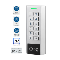 Contrôleur d'accès autonome RFID 125 KHz AC/DC 12-28 V pour extérieur avec clavier rétroéclairé en métal pour porte simple