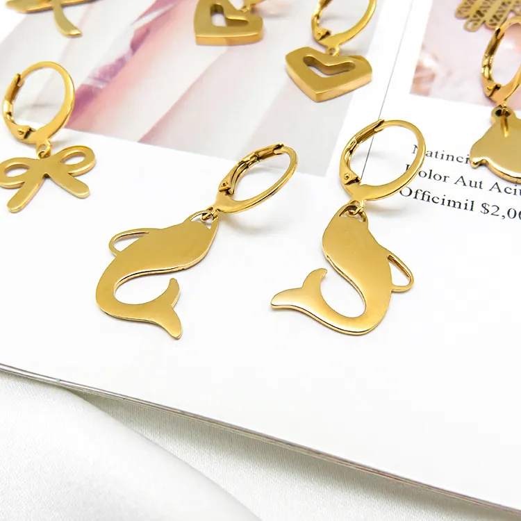 Women Pattern Animal Earrings Jewelry 18K Gold Plated Earrings Stainless Steel Custom Earrings