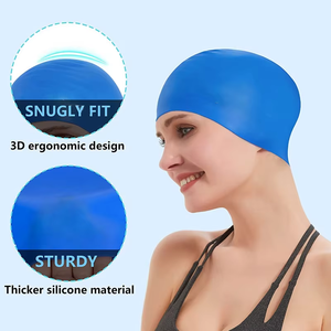 Gorro de natación de silicona con logotipo impreso, protección para los oídos, Color puro, impermeable, fabricante al por mayor, gorros de baño para hombres <span class=keywords><strong>y</strong></span> mujeres - Product Image 2