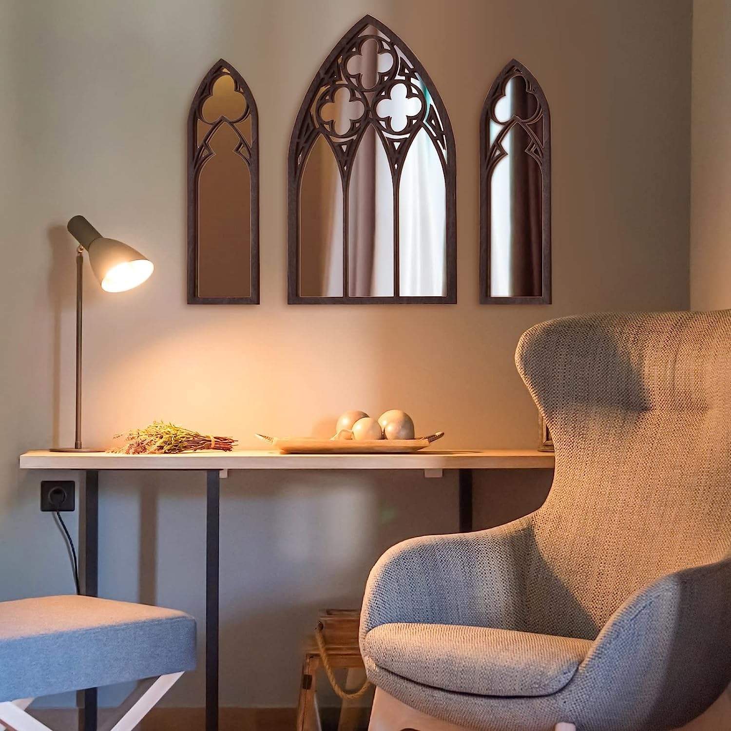 ゴシックミラー壁の装飾大聖堂アーチフレーム小さなミラーゴスルームの