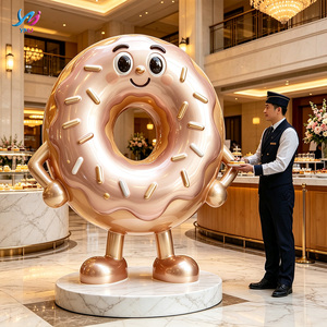 Statua Mascotte Ciambella in Fibra <span class=keywords><strong>di</strong></span> Vetro a Grandezza Naturale, Scultura <span class=keywords><strong>di</strong></span> Personaggio Dolce, Ornamenti Moderni per Interni a Tema Alimentare - Product Image 2