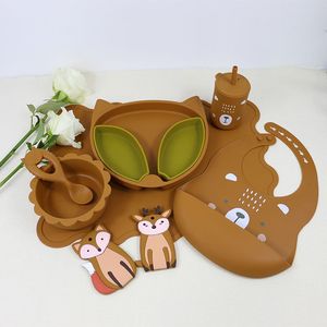 Ensemble de Vaisselle pour Bébé Es-Pro en Silicone Alimentaire avec Bol à Ventouse, Bavoir, Tasse, Fourchette et Cuillère, Sets d'Alimentation pour Enfants - Product Image 1