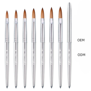 Pinceau à ongles 100 % poils de Kolinsky purs, manche en métal argenté, forme liner, virole sertie, tailles 2 à 18, pour poudre acrylique - Product Image 2