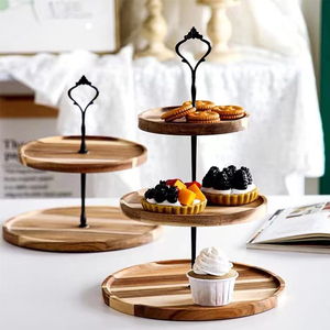 Stand Logam Kayu 3 Tingkat 2 Tingkat Tertekan Pedesaan Stan Kue Pernikahan Natal Ulang Tahun Tampilan Meja Kue - Product Image 5