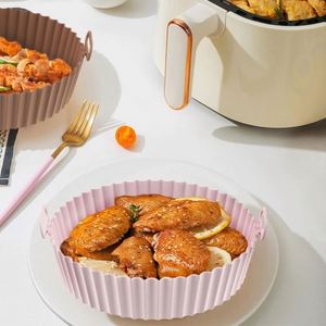8 Inch Silicone Air Fryer Liners BPA Free Non-Stick Reusable Mat Wholesale Baking Pastry Tools for Cooking - Product Image 4