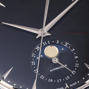 Self-Winding Mechanical Dress Watch for Men Moon Phase Complication Leather Band Stainless Steel Case for Office Meetings - Product Image 3