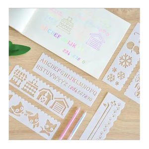8 pz/pacco Stencil Drawing Kit per bambini disegno Stencil Set regalo per ragazzo ragazza creazione di carte fai da te per Planner Album fotografico Scrapbook - Product Image 1