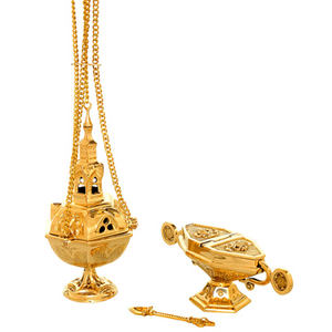 Encensoir en laiton, bateau et cuillère en laiton, 22188 - Product Image 1