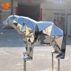 स्टेनलेस स्टील पॉलिश ज्यामितीय भालू मूर्तिकला आउटडोर वाणिज्यिक प्लाजा आधुनिक कला स्थापना बड़ी मंजिल वाली धातु - Product Image 2