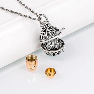 Collar con Urna <span class=keywords><strong>de</strong></span> Flores Huecas <span class=keywords><strong>para</strong></span> Cenizas <span class=keywords><strong>de</strong></span> Mascotas, Colgante Conmemorativo '<span class=keywords><strong>Para</strong></span> <span class=keywords><strong>Siempre</strong></span> en Mi Corazón', Joyería <span class=keywords><strong>de</strong></span> Cremación, Regalo Personalizado - Product Image 2