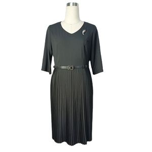 Chiffon Polyester <b>Plus</b> <b>Size</b> Pleated Dresses With Adjustable <b>Belt</b> - Product Image 4