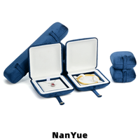 Boîte à bijoux de luxe en velours en gros, ensemble de boîtes de rangement portables pour bijoux, boîte d'emballage personnalisée avec logo pour cadeau de demande en mariage