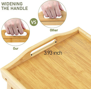 <span class=keywords><strong>Table</strong></span> de lit portable en bambou pliable et réglable pour ordinateur portable, idéale pour les collations, le café, les repas, le petit-déjeuner et le travail - Product Image 5
