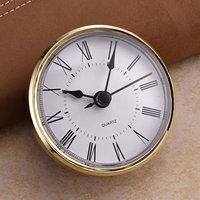 Jam Mini 2.8 Inci/70mm Angka Romawi Emas, Mesin Jam Kuarsa Bertenaga Baterai AA, Desain Art Deco, Cocok untuk Lubang Diameter 61mm