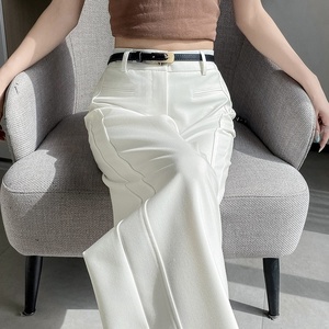 Pantalones <span class=keywords><strong>de</strong></span> mujer <span class=keywords><strong>de</strong></span> cintura alta, <span class=keywords><strong>de</strong></span> pierna ancha y recta, <span class=keywords><strong>de</strong></span> seda helada, estilo casual, largos hasta el suelo, <span class=keywords><strong>de</strong></span> ajuste holgado, nueva colección <span class=keywords><strong>de</strong></span> verano 2026 - Fotos reales - Product Image 4