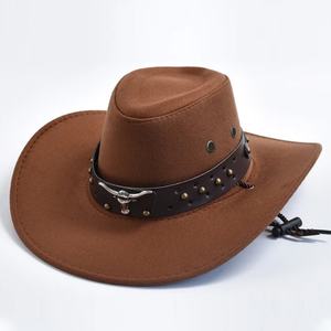 Chapeau de cowboy occidental rétro unisexe en faux daim YX, à large bord, 100 % polyester, toutes saisons, pour l'extérieur, protection solaire, style jazz - Product Image 4