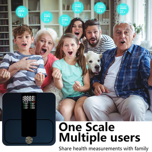 उच्च गुणवत्ता वाला ग्लास 180 किग्रा ब्लूटूथ कंपोजिशन एनालाइजर स्मार्ट डिजिटल बाथरूम स्केल वेट स्केल बॉडी फैट - Product Image 5